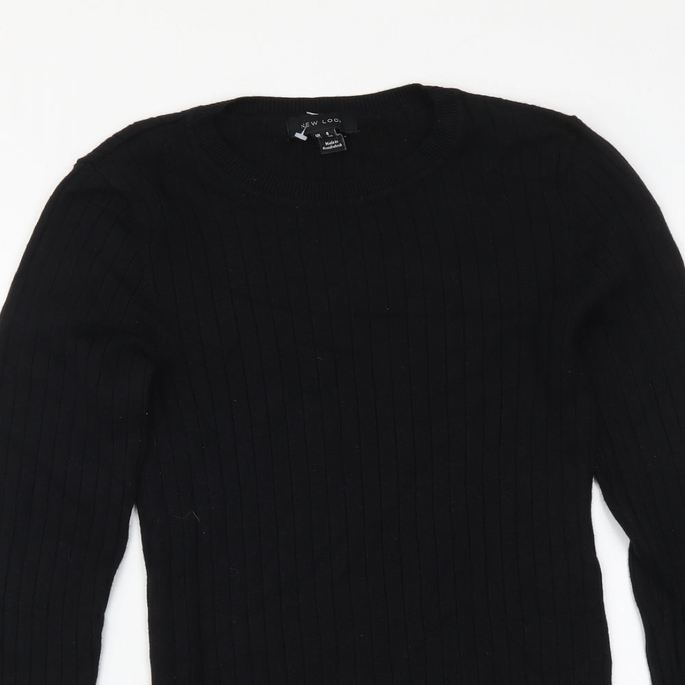 New Look Womens Black Round Neck Viscose Pullover Jumper Size 8