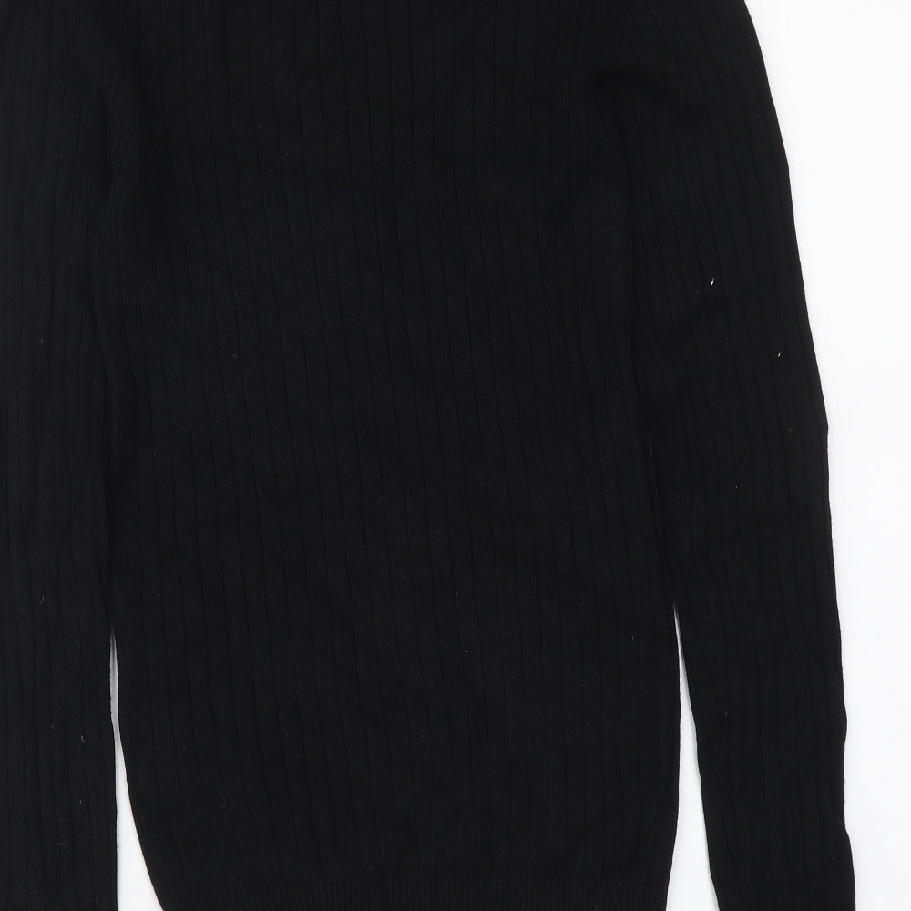 New Look Womens Black Round Neck Viscose Pullover Jumper Size 8