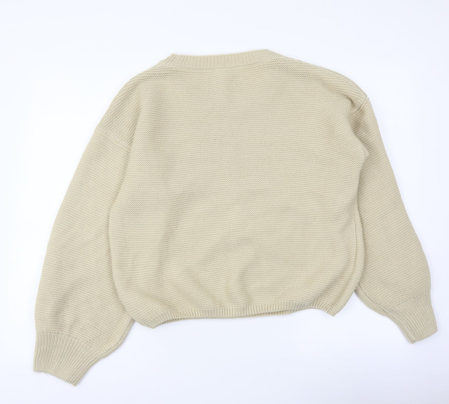 Onzie Womens Beige Round Neck Acrylic Pullover Jumper Size M