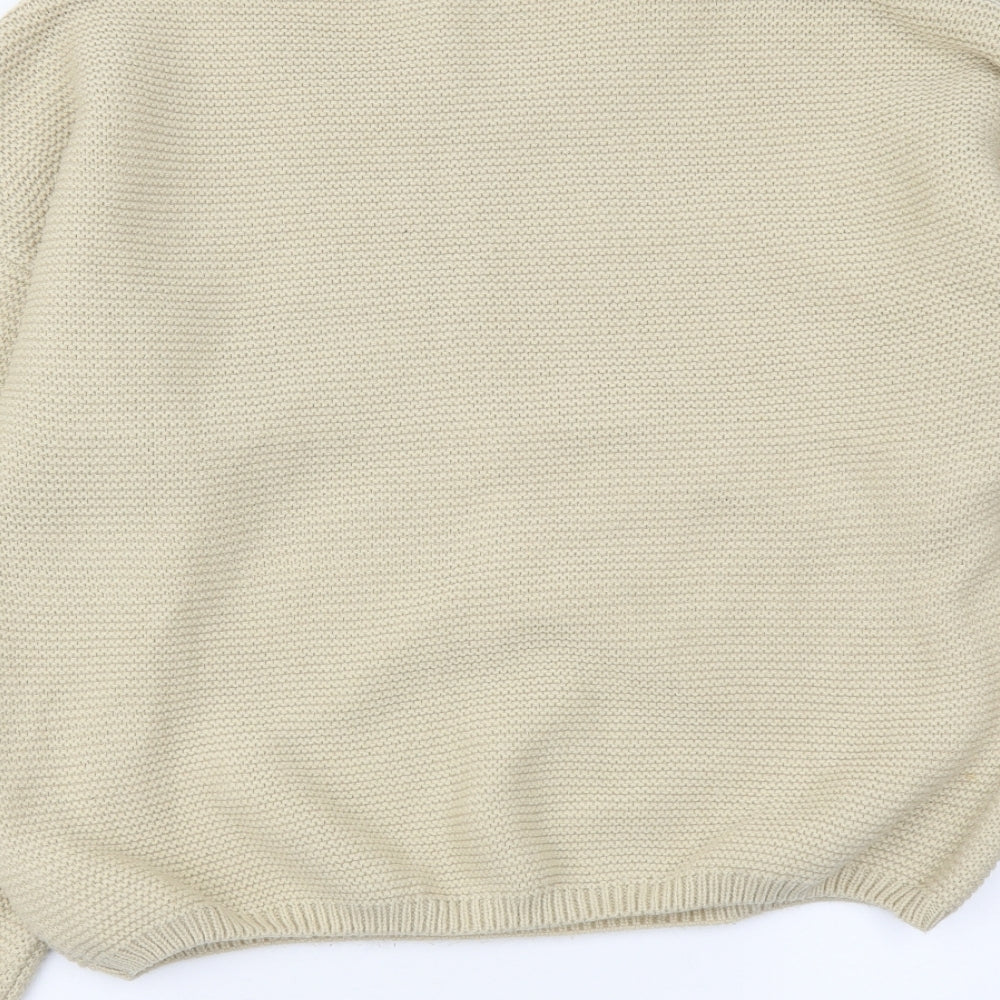 Onzie Womens Beige Round Neck Acrylic Pullover Jumper Size M