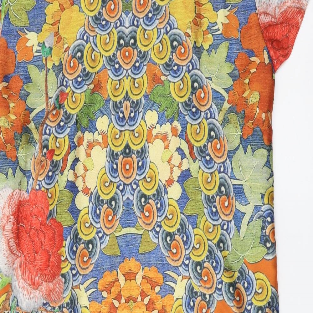 Marcia Azzi Womens Multicoloured Geometric Polyester Pencil Dress Size S Boat Neck Zip