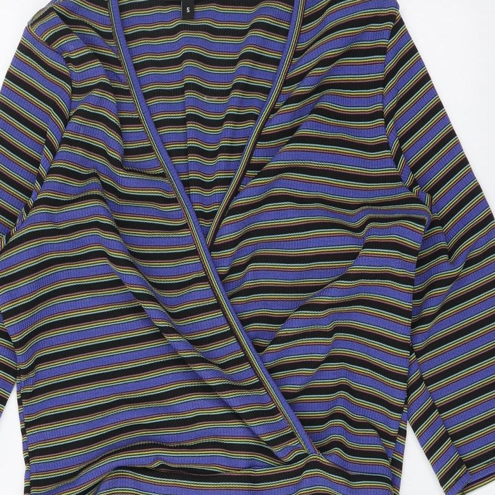Wednesday Girl Womens Multicoloured Striped Polyester Bodysuit One-Piece Size S Pullover