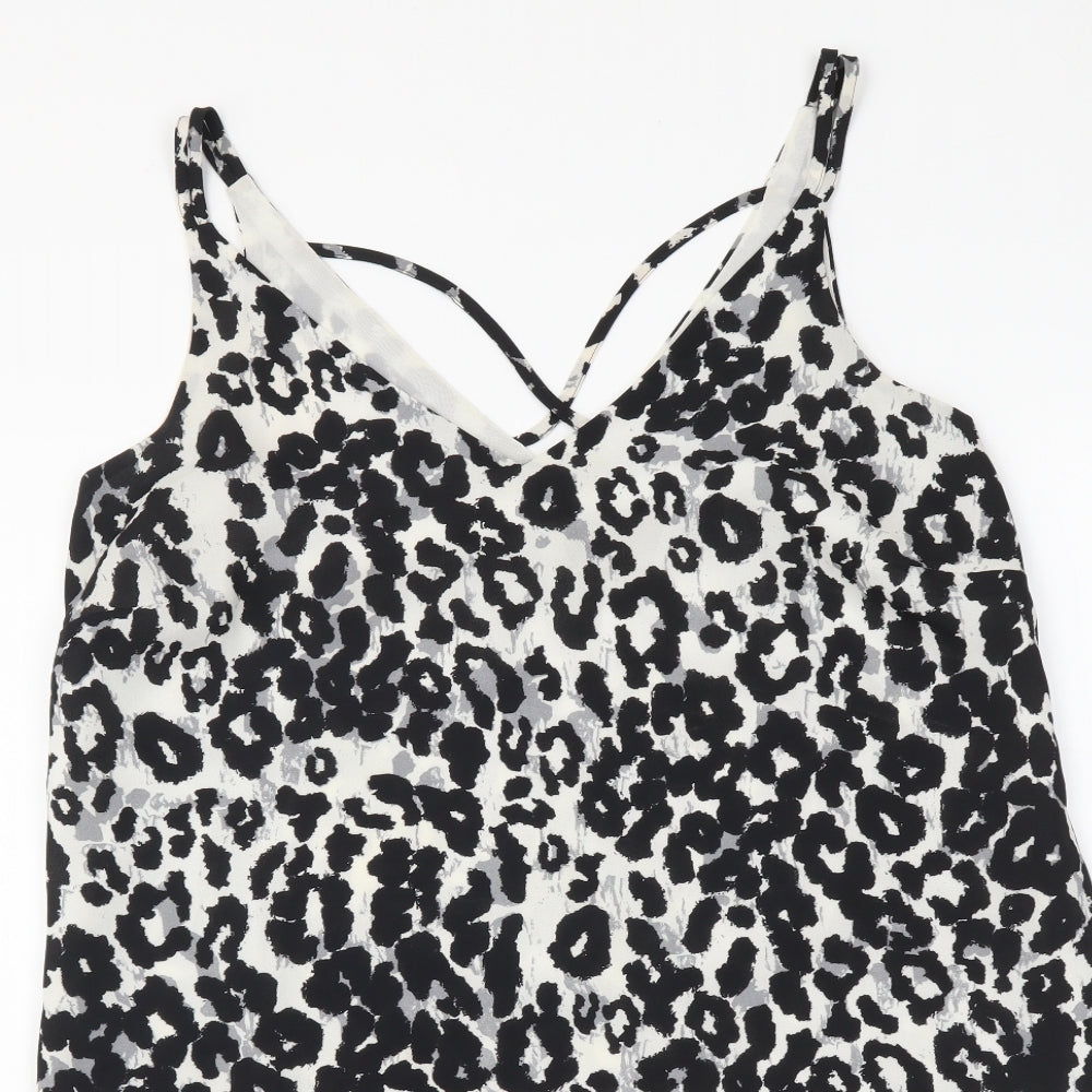 Dorothy Perkins Womens Black Animal Print Polyester Camisole Tank Size 8 V-Neck - Leopard Print