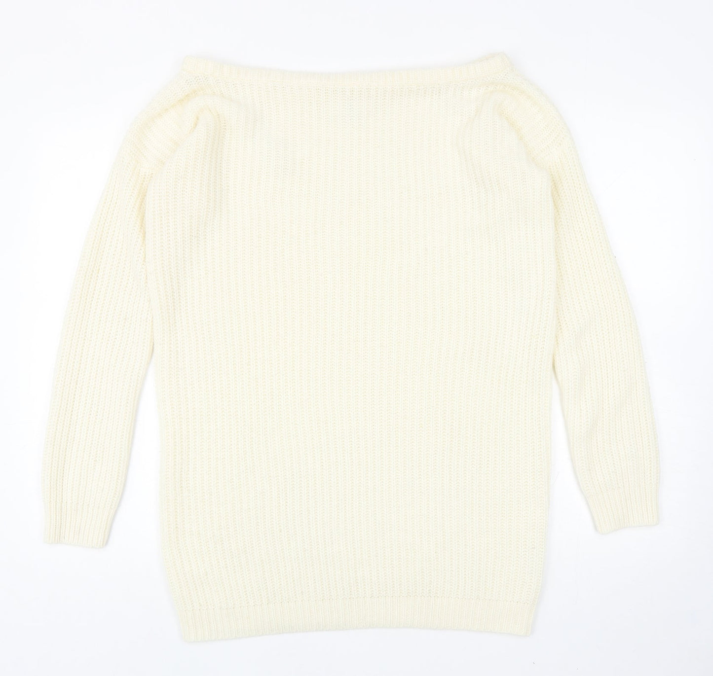 Missguided Womens Ivory Boat Neck Acrylic Pullover Jumper Size S
