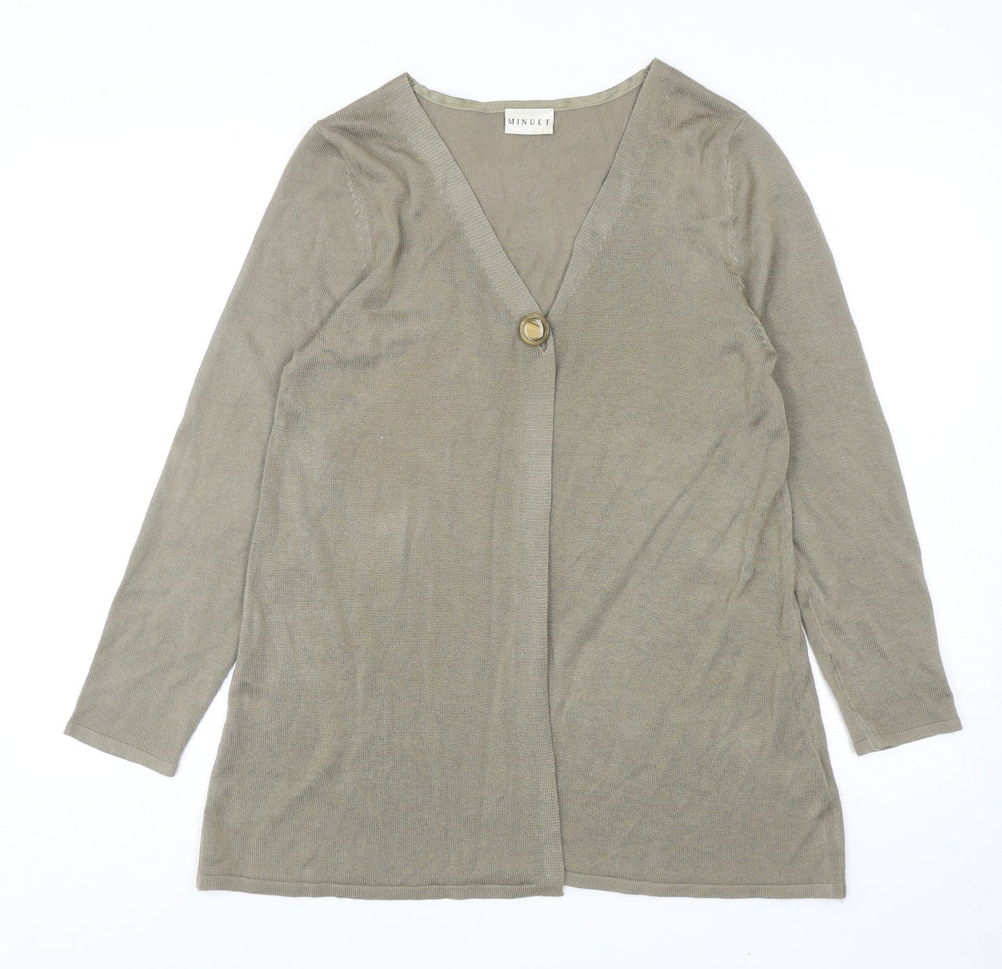 Minuet Womens Green V-Neck Acrylic Cardigan Jumper Size 12
