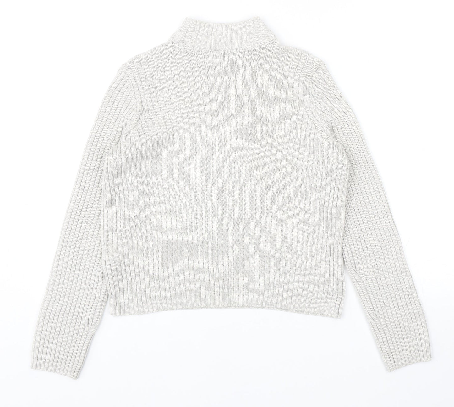 H&M Womens Grey Mock Neck Acrylic Pullover Jumper Size S