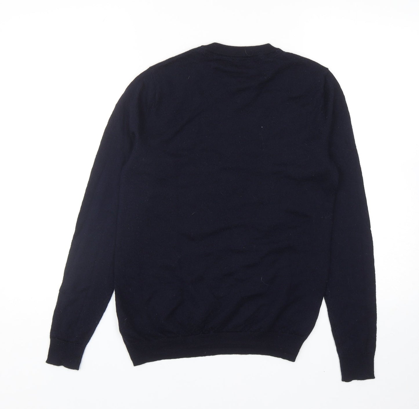 Without Prejudice Mens Blue Round Neck Wool Pullover Jumper Size S
