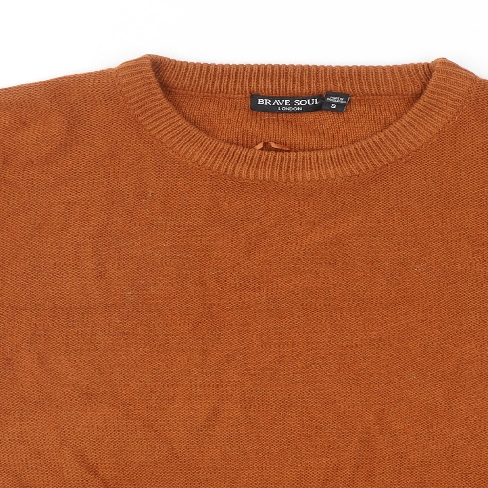 Brave Soul Womens Brown Round Neck Acrylic Pullover Jumper Size S