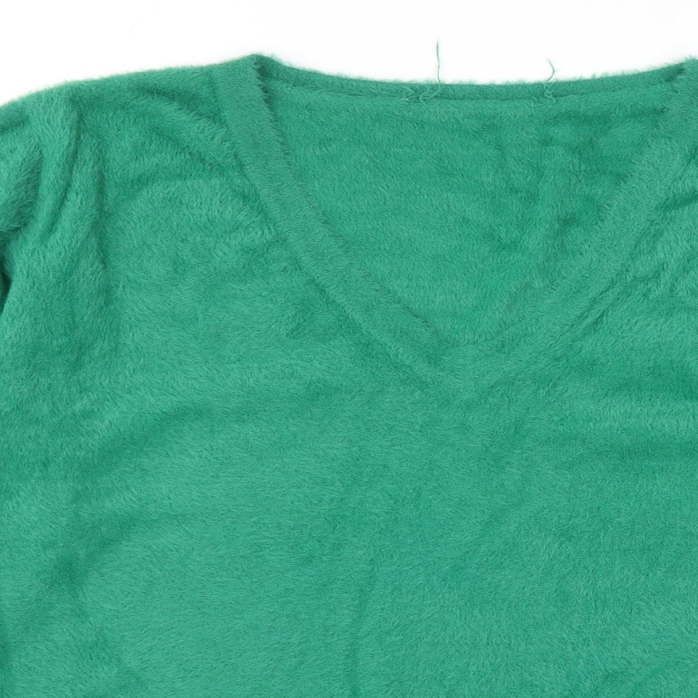 Very Womens Green V-Neck Polyamide Pullover Jumper Size 18