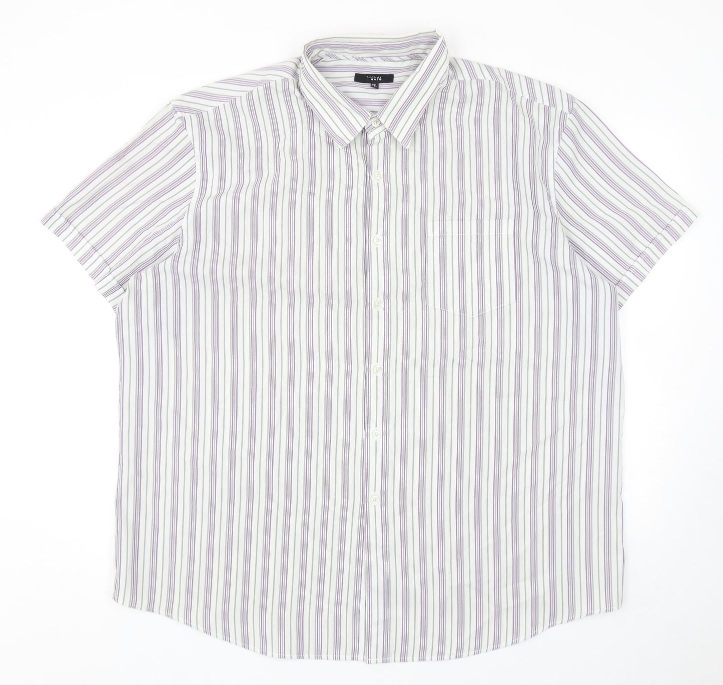 Debenhams Mens Multicoloured Striped Polyester Button-Up Size 2XL Collared Button