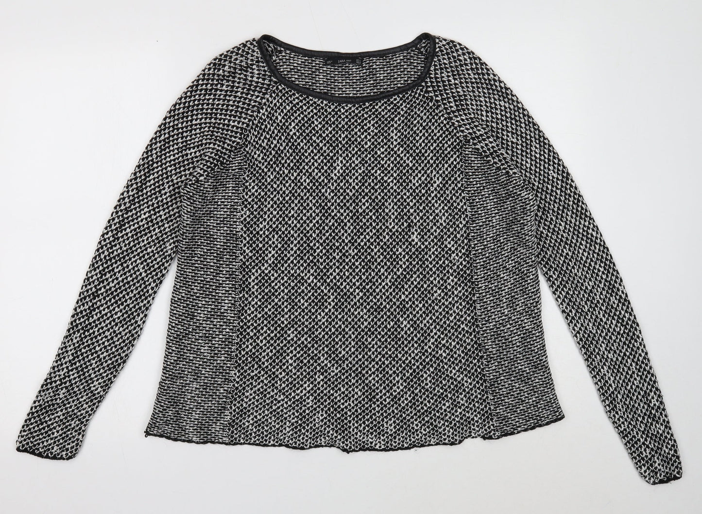 Zara Womens Black Round Neck Acrylic Pullover Jumper Size 8