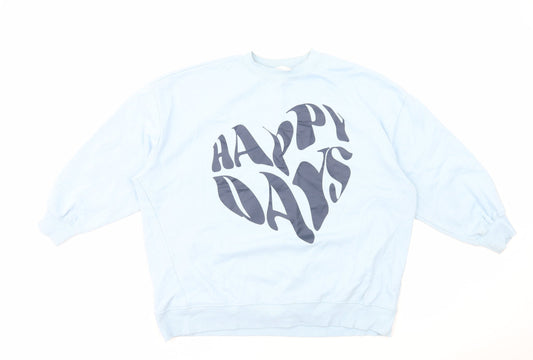 Primark Womens Blue Cotton Pullover Sweatshirt Size L Pullover - Happy Days