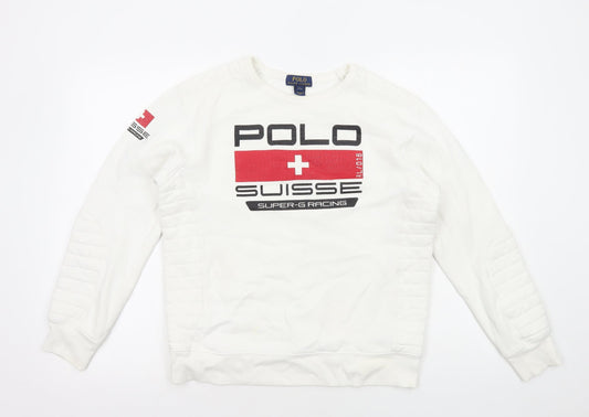 Polo Ralph Lauren Womens White Cotton Pullover Sweatshirt Size L Pullover - Suisse