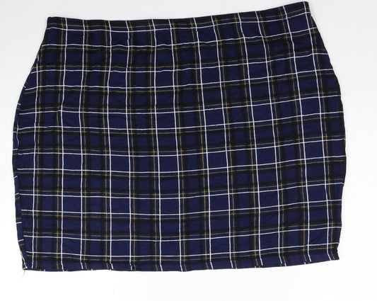 Boohoo Womens Blue Geometric Viscose Bandage Skirt Size 28