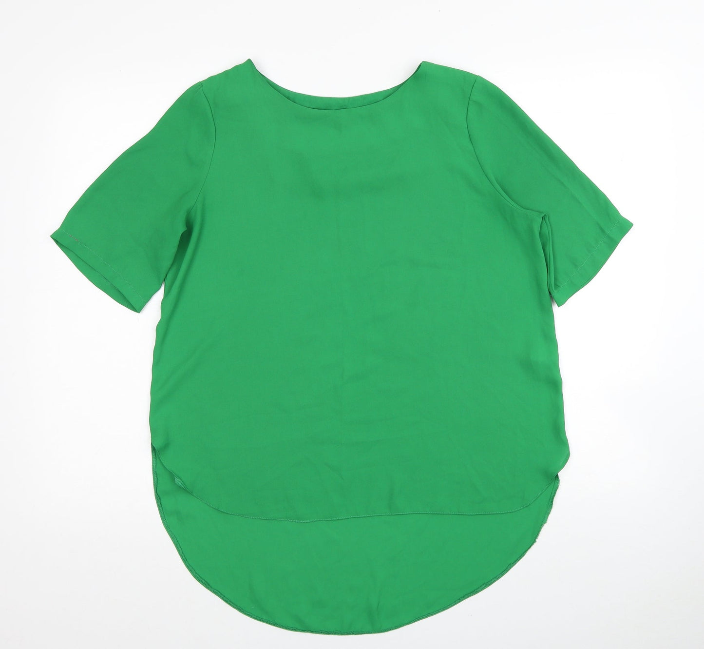 Preworn Womens Green Polyester Basic T-Shirt Size 8 Round Neck