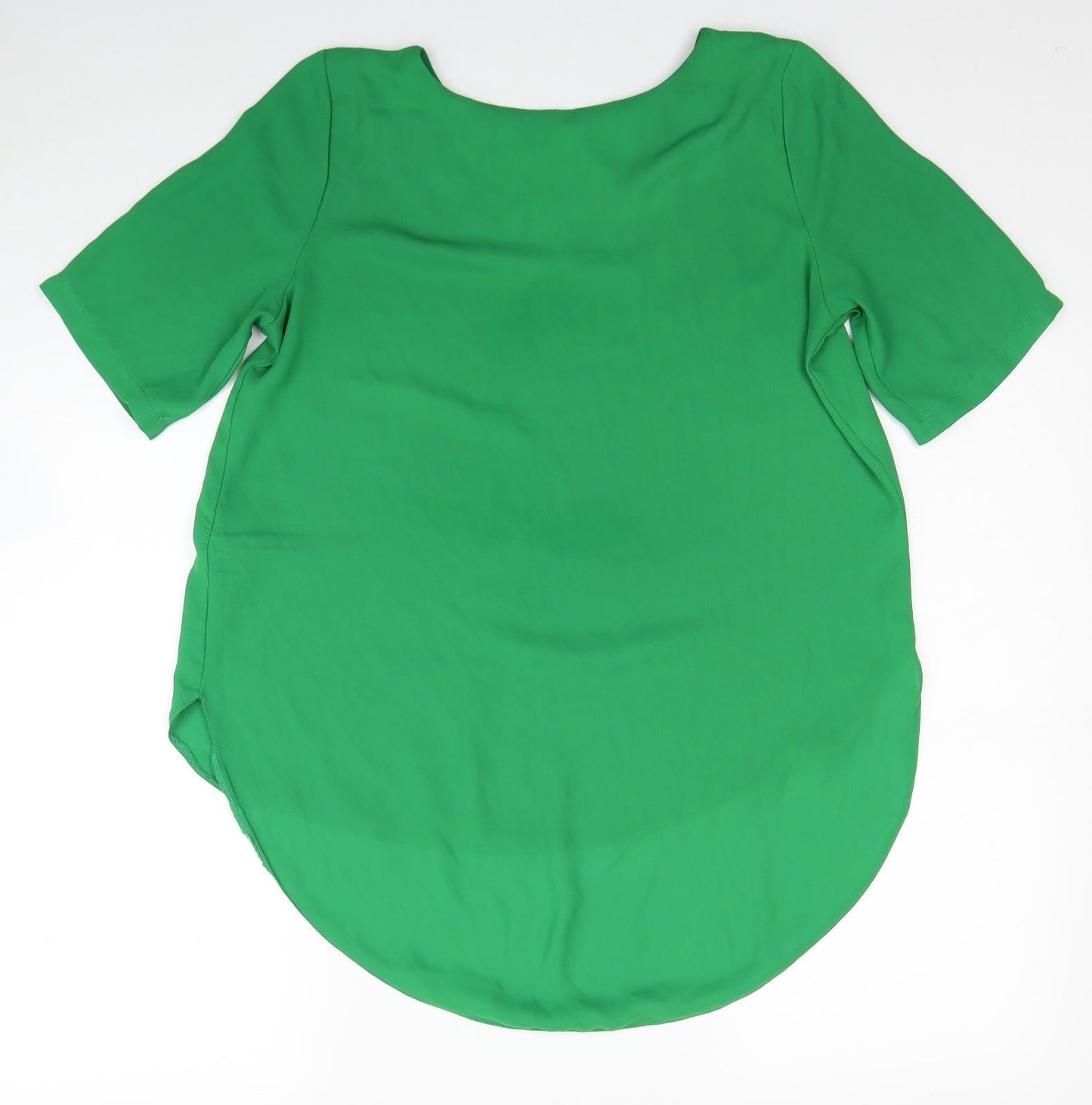 Preworn Womens Green Polyester Basic T-Shirt Size 8 Round Neck