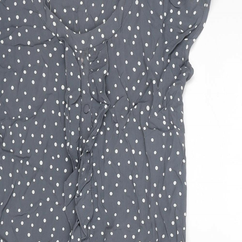 Monsoon Womens Grey Polka Dot Viscose A-Line Size 10 Round Neck Pullover