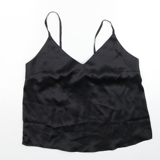 ASOS Womens Black Polyester Basic Tank Size 10 V-Neck