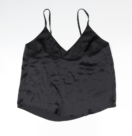 ASOS Womens Black Polyester Basic Tank Size 10 V-Neck