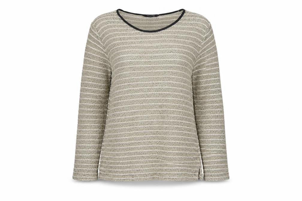 Alexara Womens Gold Round Neck Striped Acrylic Pullover Jumper Size 16