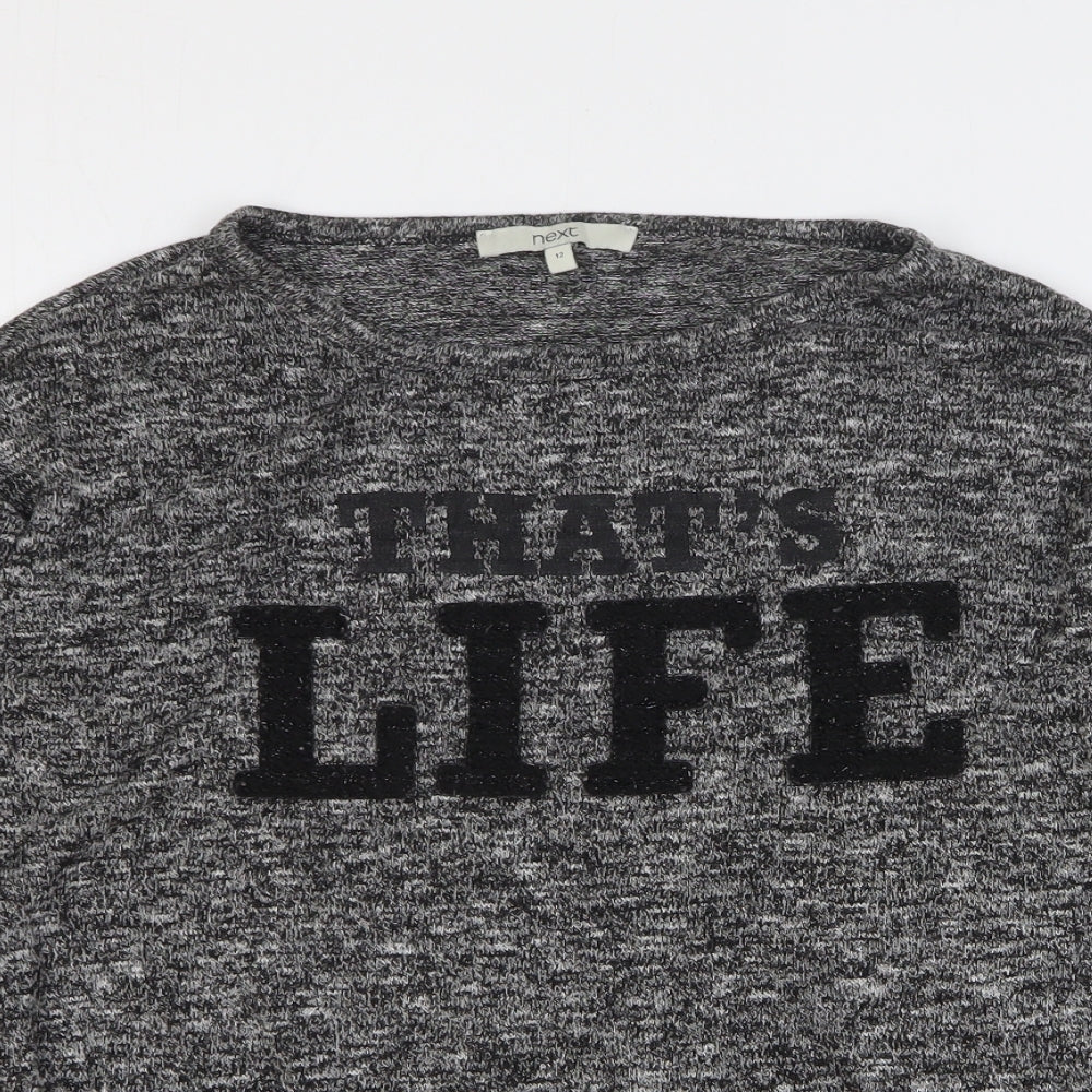 NEXT Womens Grey Viscose Basic T-Shirt Size 12 Round Neck - That's Life