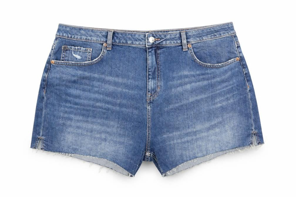 Marks and Spencer Womens Blue Cotton Cut-Off Shorts Size 22 Regular Button