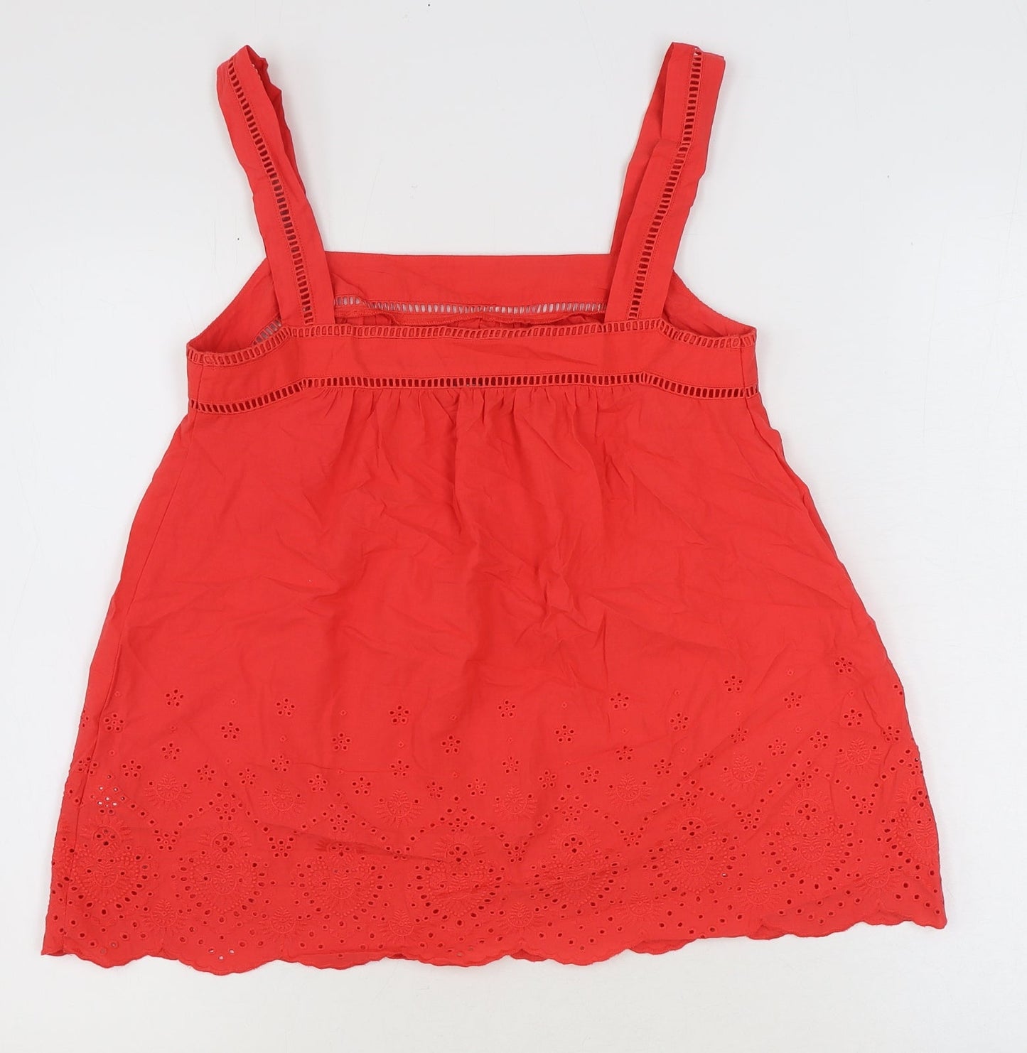 Marks and Spencer Womens Red 100% Cotton Basic Blouse Size 6 Square Neck