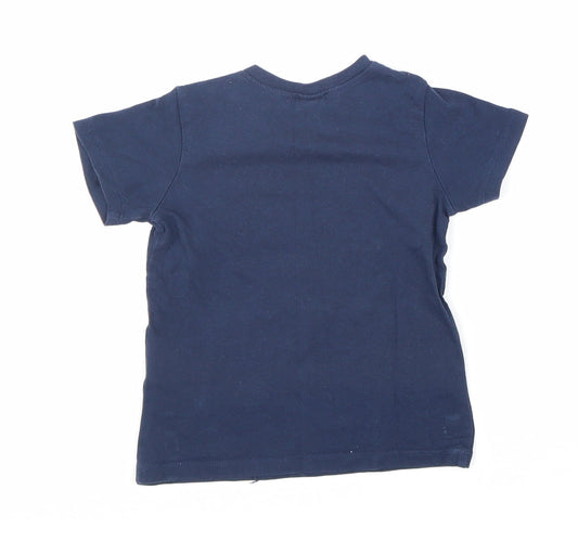H&M Boys Black 100% Cotton Basic T-Shirt Size 12-18 Months Round Neck Button - Boat Print
