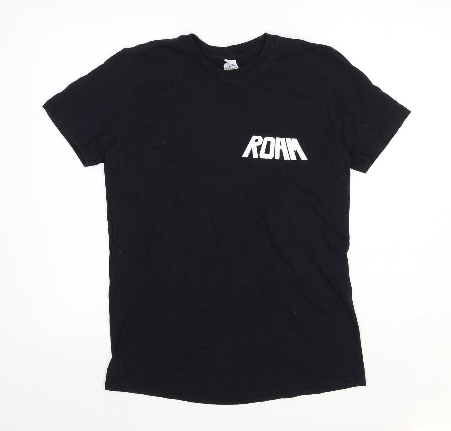Gildan Mens Black Polyester T-Shirt Size M Round Neck