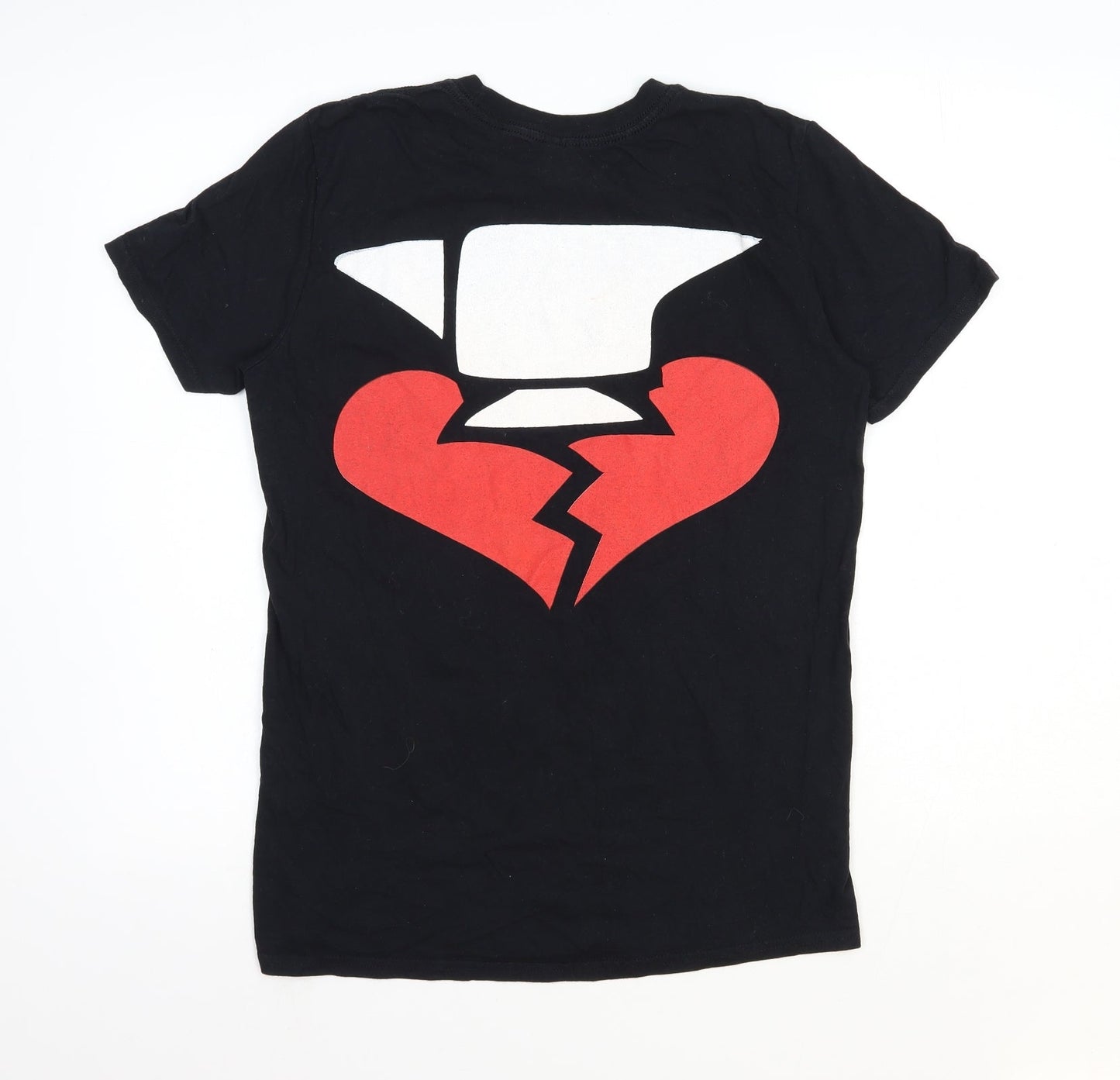 Gildan Mens Black Polyester T-Shirt Size M Round Neck