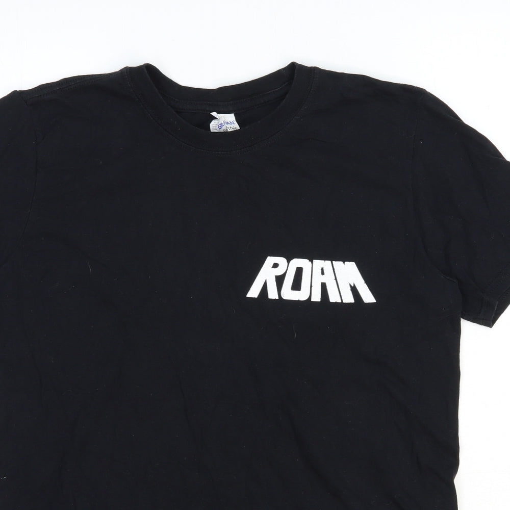 Gildan Mens Black Polyester T-Shirt Size M Round Neck