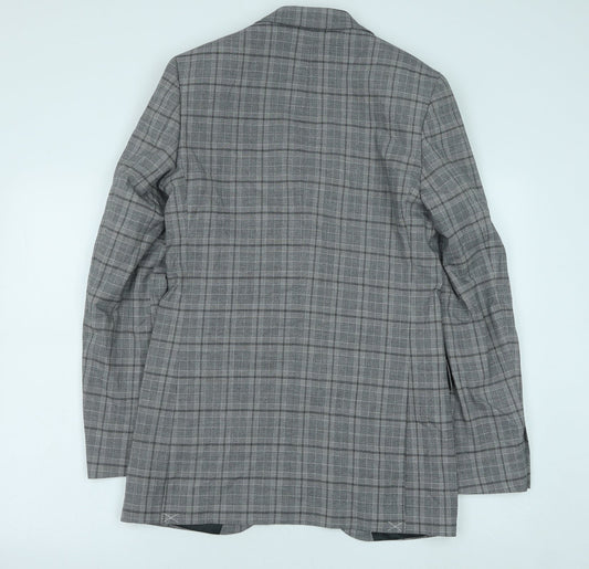 Marks and Spencer Mens Grey Geometric Polyester Jacket Suit Jacket Size 36