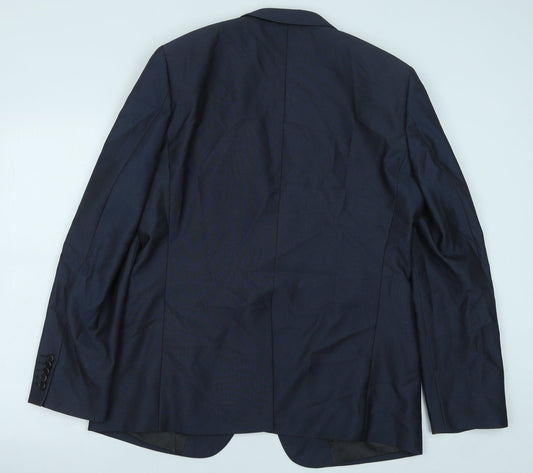 Preworn Mens Blue Polyester Jacket Suit Jacket Size 42