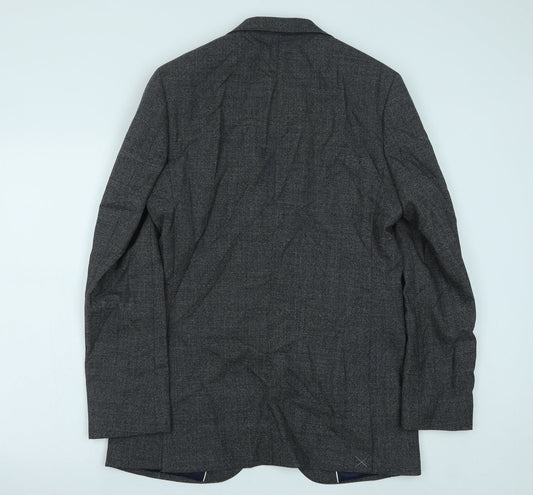 Marks and Spencer Mens Grey Geometric Polyester Jacket Suit Jacket Size 38