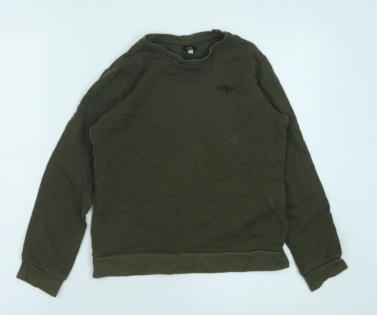 River Island Boys Green Cotton Pullover Sweatshirt Size 9-10 Years Pullover