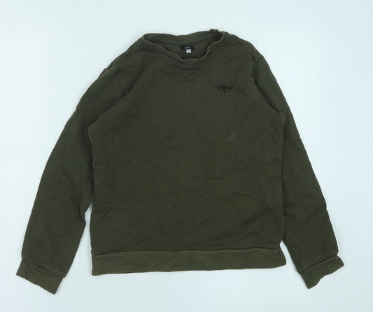 River Island Boys Green Cotton Pullover Sweatshirt Size 9-10 Years Pullover
