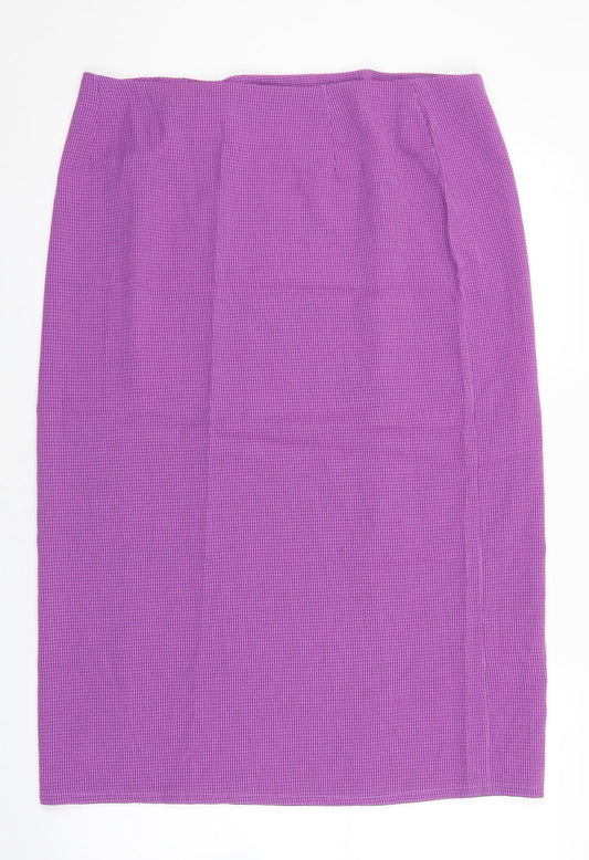 essence Womens Purple Geometric Viscose Straight & Pencil Skirt Size 36 Button