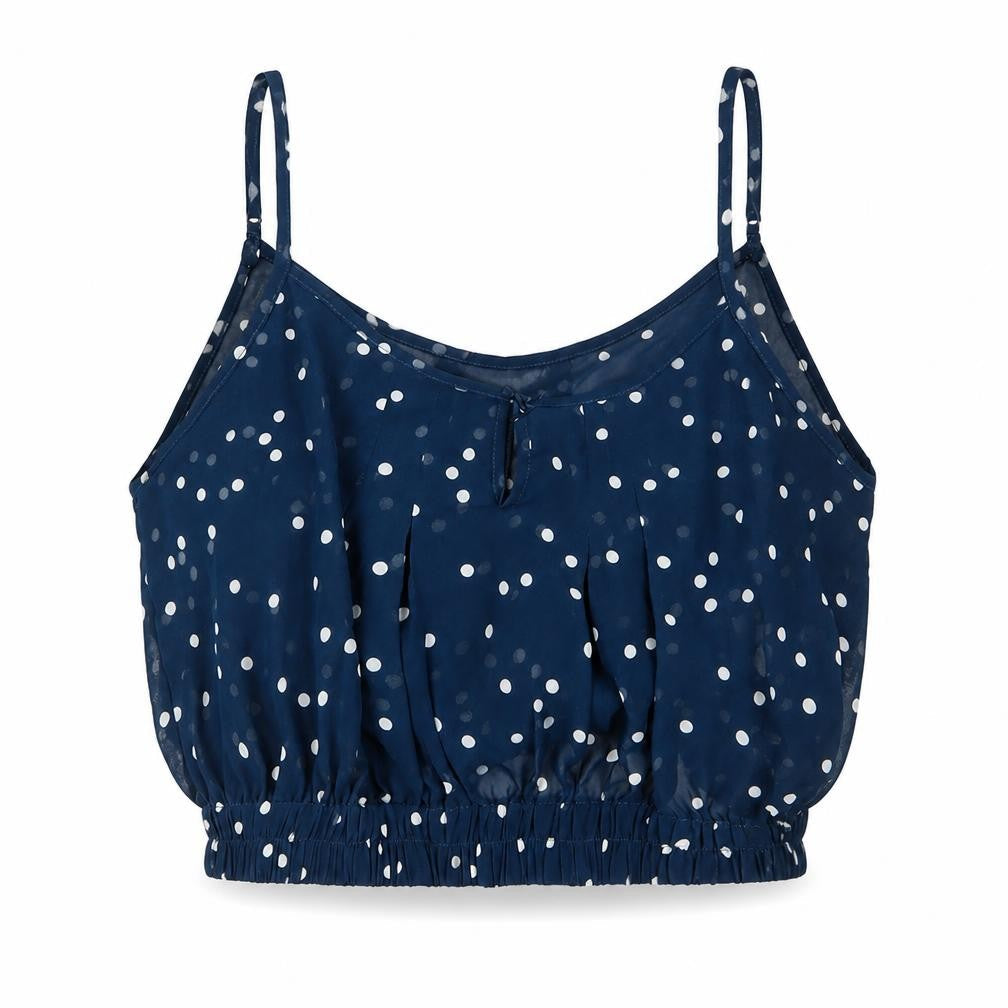 Pins & Needles Womens Blue Polka Dot Polyester Cropped Tank Size M Round Neck