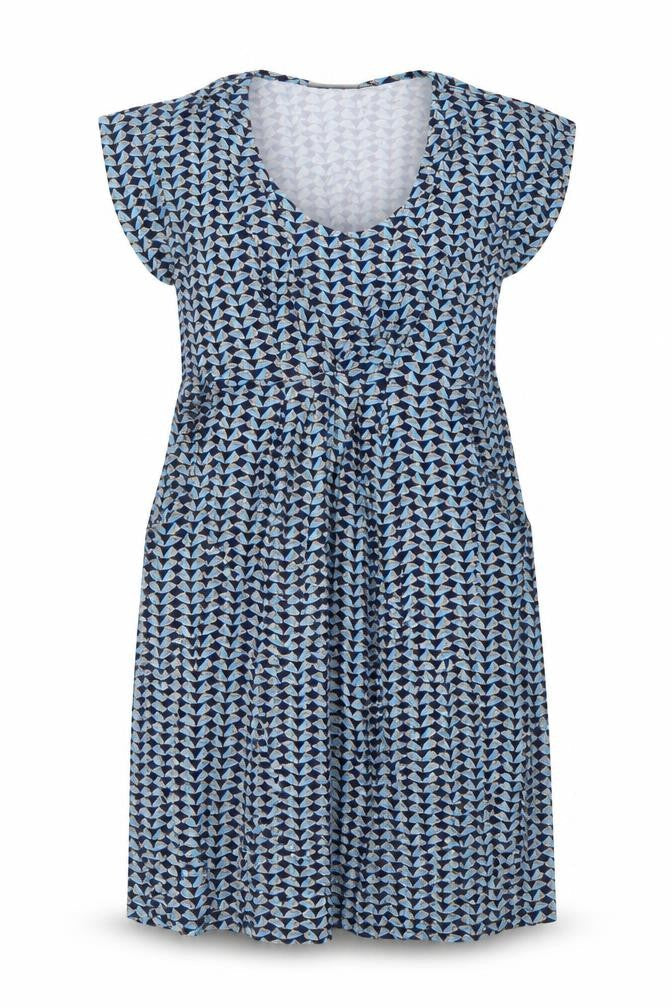 JoJo Maman Bébé Womens Blue Geometric Viscose A-Line Size L Scoop Neck Pullover