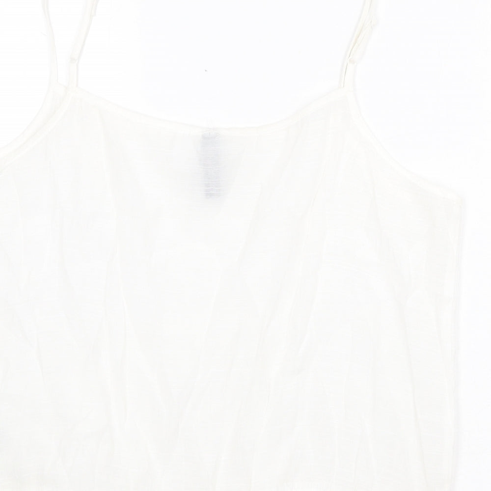 H&M Womens White Viscose Basic Tank Size 10 Round Neck