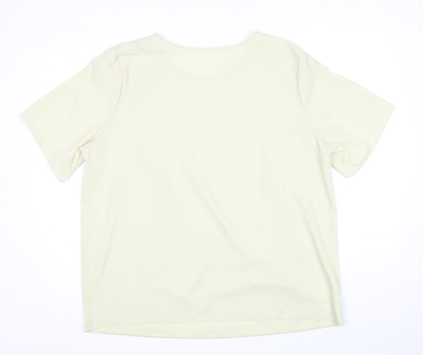 Preworn Womens Beige Polyester Basic T-Shirt Size 20 Round Neck