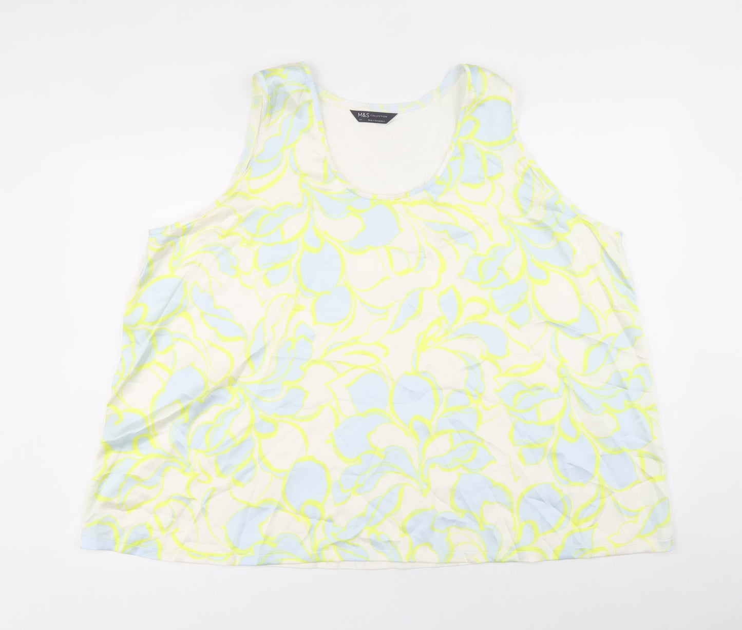 Marks and Spencer Womens Multicoloured Geometric Polyester Basic Tank Size 24 Round Neck
