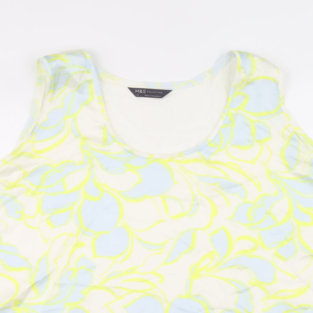 Marks and Spencer Womens Multicoloured Geometric Polyester Basic Tank Size 24 Round Neck