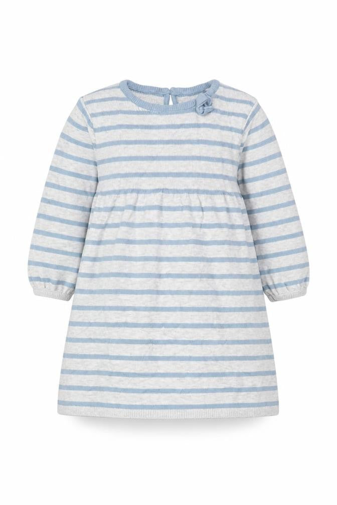 Nutmeg Girls Grey Striped Cotton Trapeze & Swing Size 12-18 Months Crew Neck Pullover