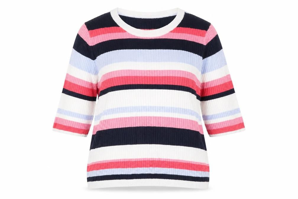 Marks and Spencer Womens Multicoloured Round Neck Striped Viscose Pullover Jumper Size 20