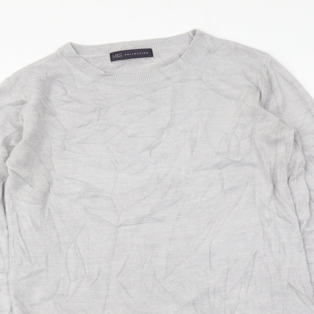 Marks and Spencer Womens Grey Round Neck Acrylic Pullover Jumper Size 8