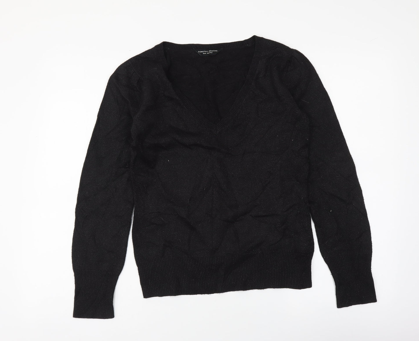 Dorothy Perkins Womens Black V-Neck Acrylic Pullover Jumper Size 10
