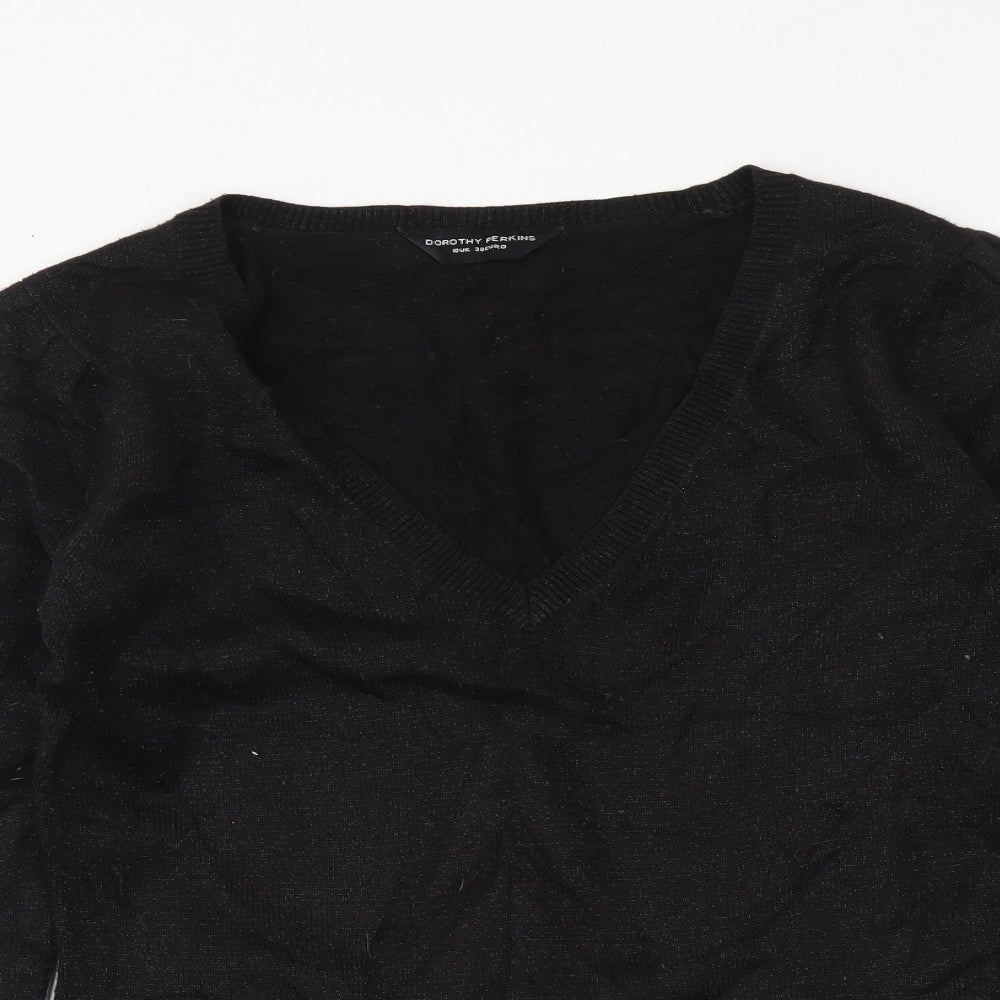 Dorothy Perkins Womens Black V-Neck Acrylic Pullover Jumper Size 10