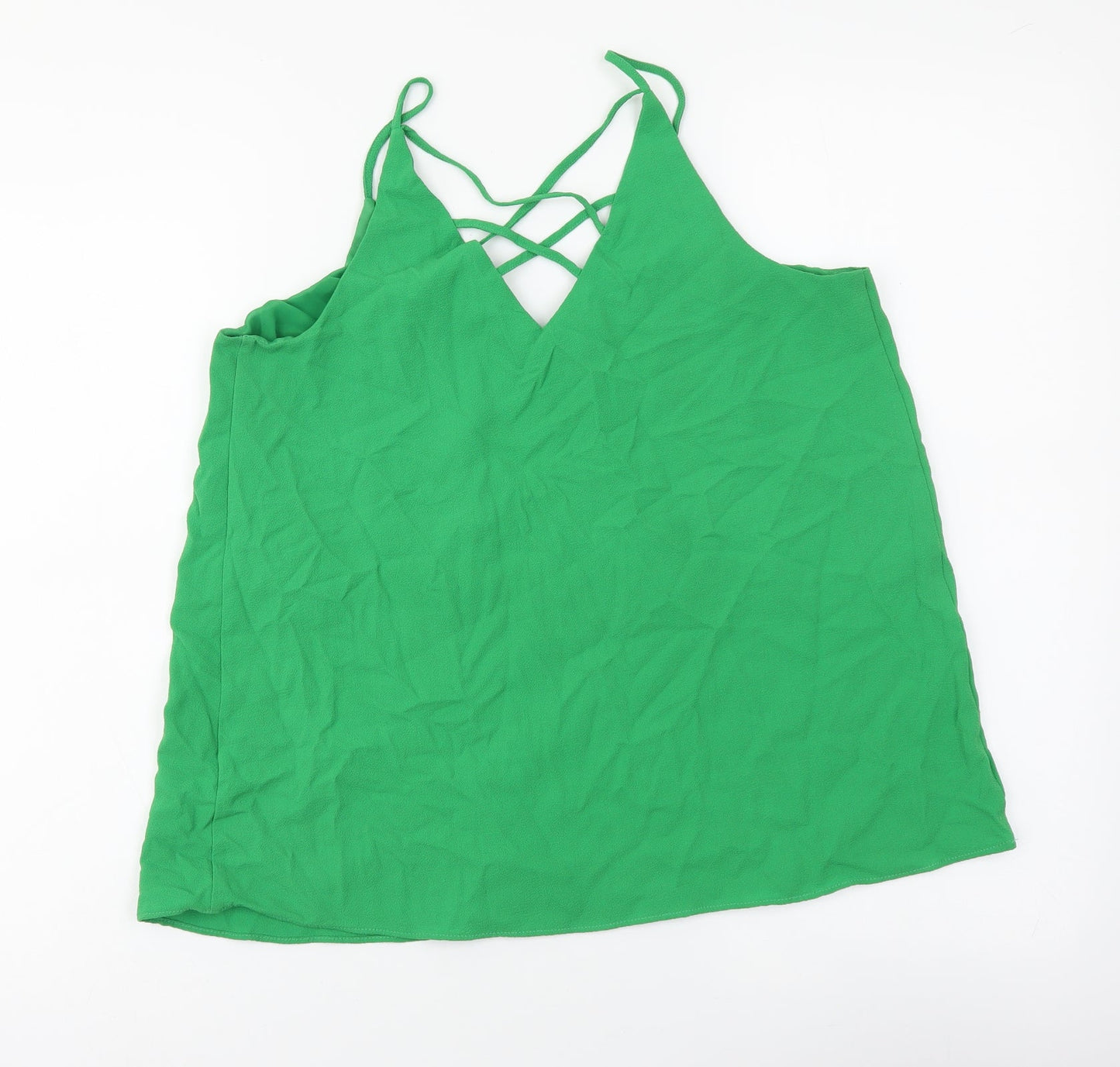 River Island Womens Green Polyester Camisole Tank Size 10 V-Neck
