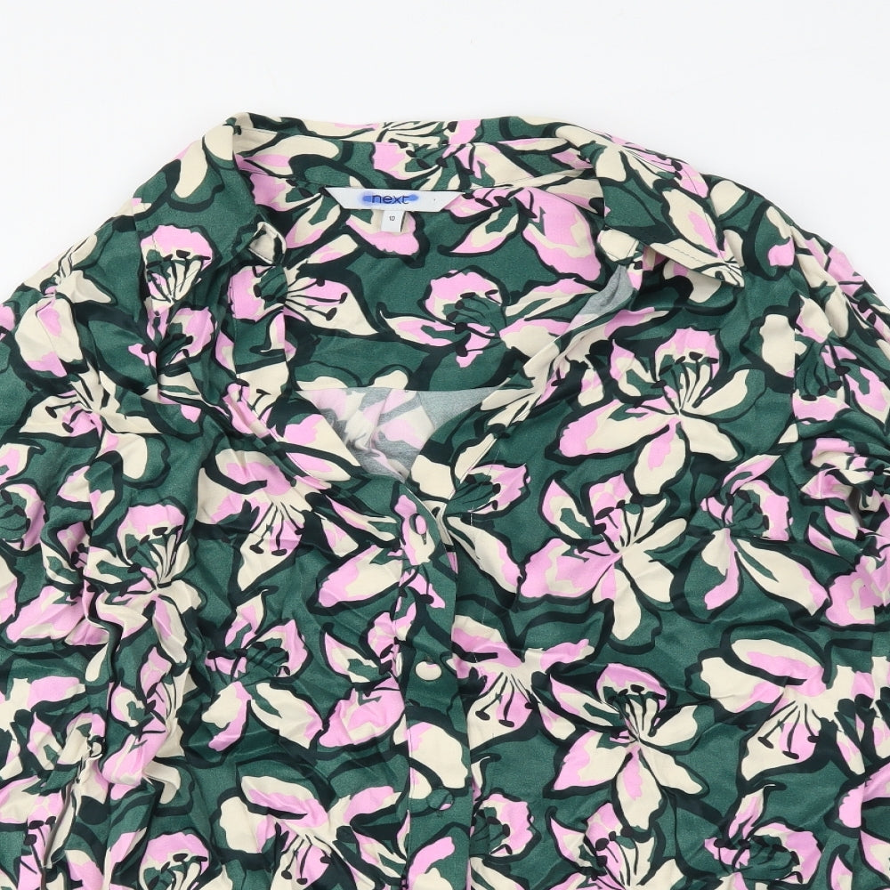 NEXT Womens Multicoloured Floral Polyester Basic Button-Up Size 10 Collared